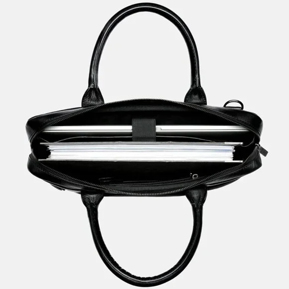 Sid & Vain Laptop bag BOSTON smooth leather black